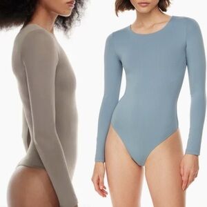 Aritzia Babaton Contour Crew Longsleeve Bodysuit size‎ S NWOT gray